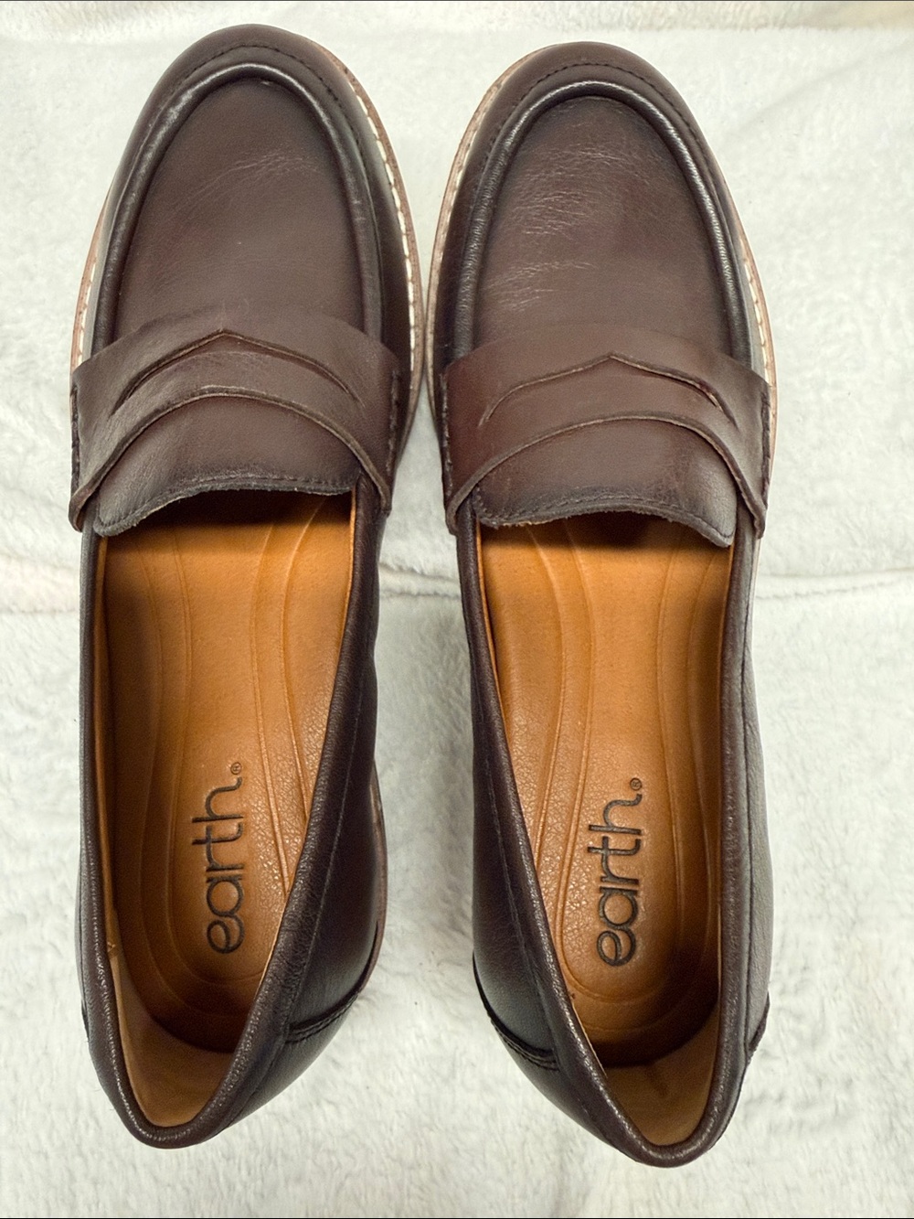 Earth Dark Brown Leather Penny Loafers - Picture 3 of 5